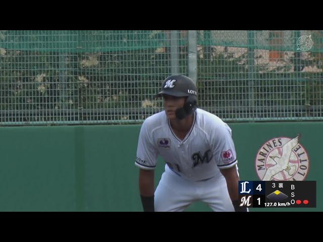 【ファーム】フェンス直撃!! マリーンズ・山本大斗 レフトオーバーのタイムリー2ベース!!  2024年8月20日 千葉ロッテマリーンズ 対 埼玉西武ライオンズ