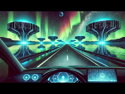 1 hour Visual loop With Synthwave Music | Let's Drive Out of this Simulation Together