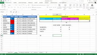 Contar dados no Excel, vamos utilizar as funções cont.núm, cont.valores, contar.vazio e cont.se