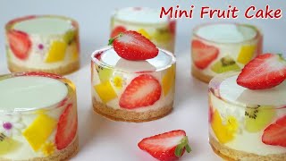 No-Bake / No-Egg / 컵 계량 / 과일 미니 젤리 치즈케이크 / Beautiful Fruits Mini Jelly Cheesecake Recipe / ASMR