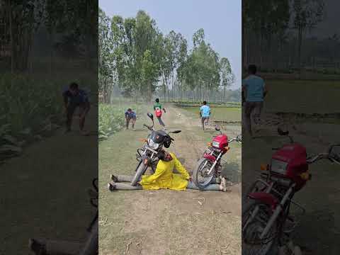 The boys came and lifted the motorcycle।94#funny
