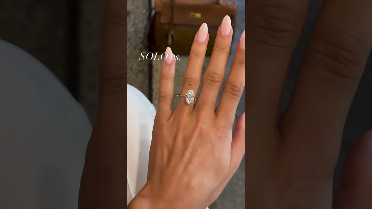 An elongated 4 carat Oval Harper: solo vs. stacked in one of our favorite ways 🙌🏼