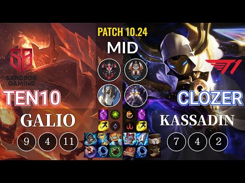 SB Ten10 Galio vs T1 Clozer Kassadin Mid - KR Patch 10.24