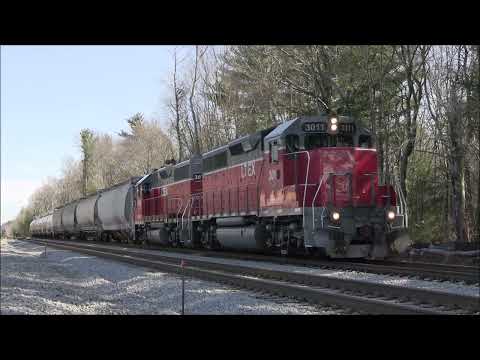First train since 1949 on restored second track - Berkley, MA - March 2023