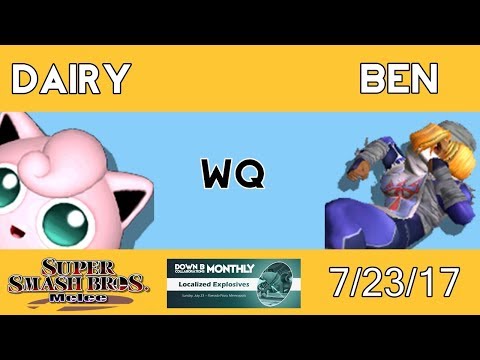 [Melee Singles WQ] Dairy(Puff) vs Ben(Sheik) [DownB_ July Monthly]