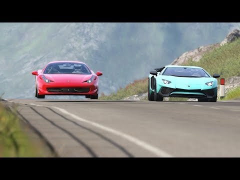 Ferrari 458 Italia vs Lamborghini Aventador SV Corvette C7 vs Lamborghini Egoista at Highlands