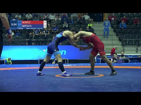 1/2 GR - 55 kg: Z. ALIYEV (AZE) v. K. MATSUI (JPN)