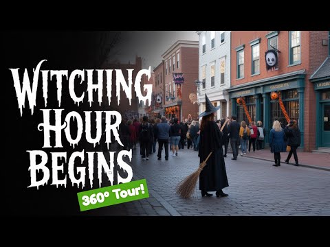 SCARY FUN: 360° Walk Through Salem, Massachusetts | Explore Historic Essex Street Shops in VR