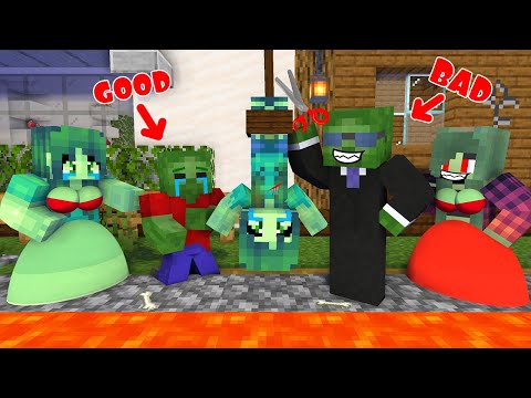 Monster School : BAD ZOMBIE PARENTS VS GOOD ZOMBIE PARENTS - Sad Story - Minecraft Animation