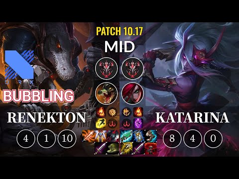 DRX Bubbling Renekton vs Katarina Mid - KR Patch 10.17