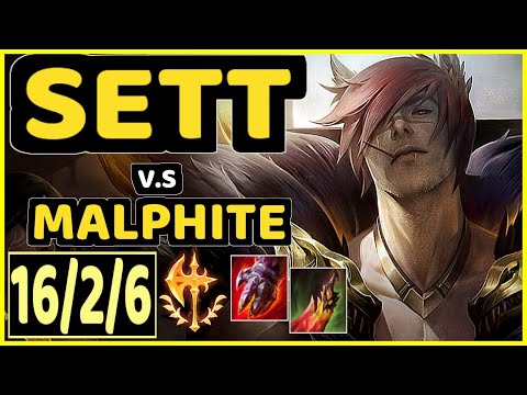 BIOPANTHER (SETT) vs MALPHITE - QUADRAKILL 16/2/6 KDA TOP CHALLENGER GAMEPLAY - OC