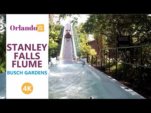 Stanley Falls Flume no Busch Gardens (4K) - Tampa Bay 2019