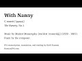 Mussorgsky - With Nanny from The Nursery - pronunciation guide