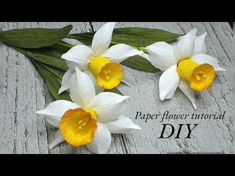 How to Make DAFFODIL Flower from Crepe Paper | Tutorial | DIY