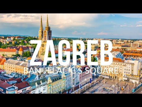 Zagreb 🇭🇷 (Praça Ban Jelalic) - Uma praça pitoresca na Croácia | Vista superior