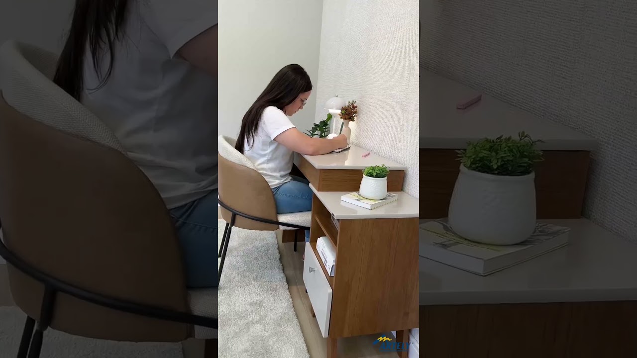 Thumbnail do vídeo - Escrivaninha Penteadeira Dora - Naturale C / Branco