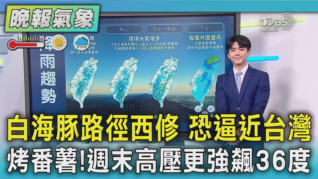 天氣/強颱白海豚續增強 路徑西修恐逼近台灣 週末高壓更強 西半部內陸注意36度高溫|TVBS新聞 @TVBSNEWS01