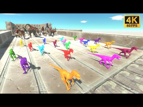 Race to eat 20 Neon Deinonychus Aliens - Animal Revolt Battle Simulator