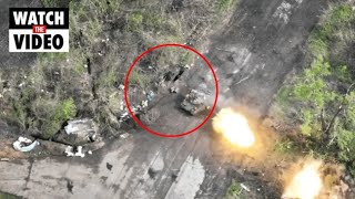 Ukrainian forces fire on Russian tank near border in Kharkiv oblast