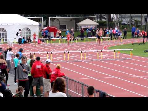 Evynne Toplinsky & Victoria LeBlanc 300m Hurdles   2014 Atlantics