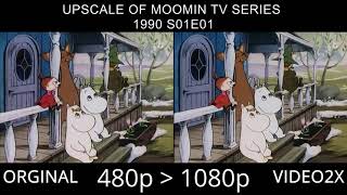 Moomin S01E01 Video2X 1080p upscaling test