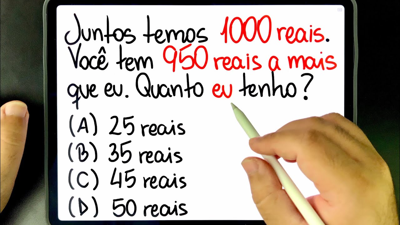 🔥 O PROBLEMA MATEMÁTICO QUE PAROU A INTERNET: Juntos temos 1000 reais. Você consegue resolver?