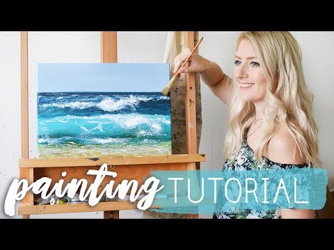PAINTING TUTORIAL Acrylic Ocean for Beginners | Katie Jobling Art