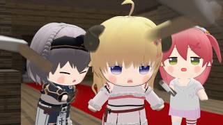 痛え(ノーダメージ)！人間を辞めたわために絶望するみこちとノエル団長【さくらみこ/角巻わため/白銀ノエル/ホロライブ切り抜き】【3Dアニメ】