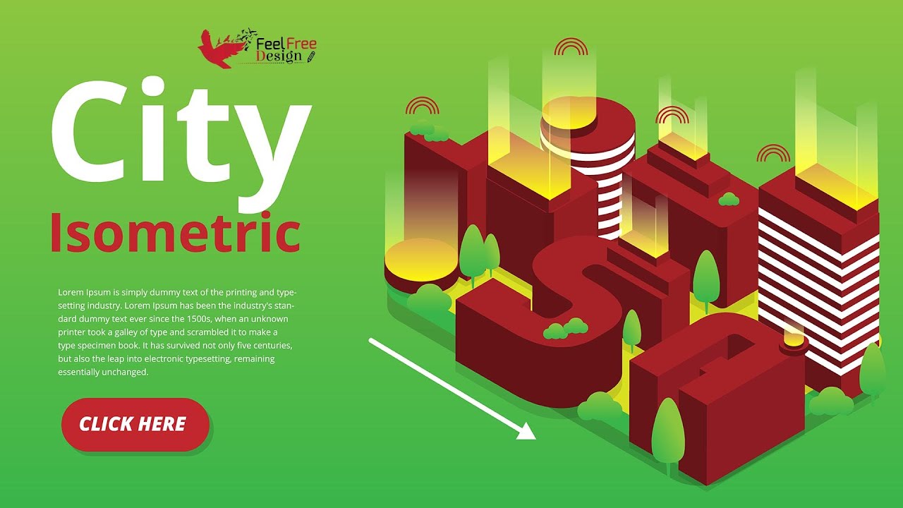 Smart City Design | Vector Isometric Design | City Illustration | Landing Page Banner Design