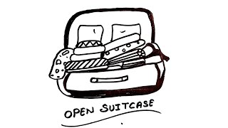 How to Draw Open Suitcase step by step || Open Suitcase Drawing easy