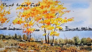 This Brush Makes Watercolor Trees SO Easy & fast / Step-by-step tutorial 