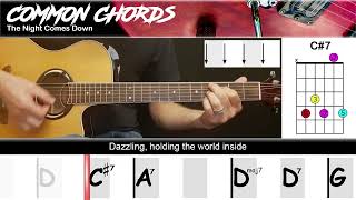 The Night Comes Down - Queen | EASY GUITAR LESSON | Scrolling Chords & Lyrics