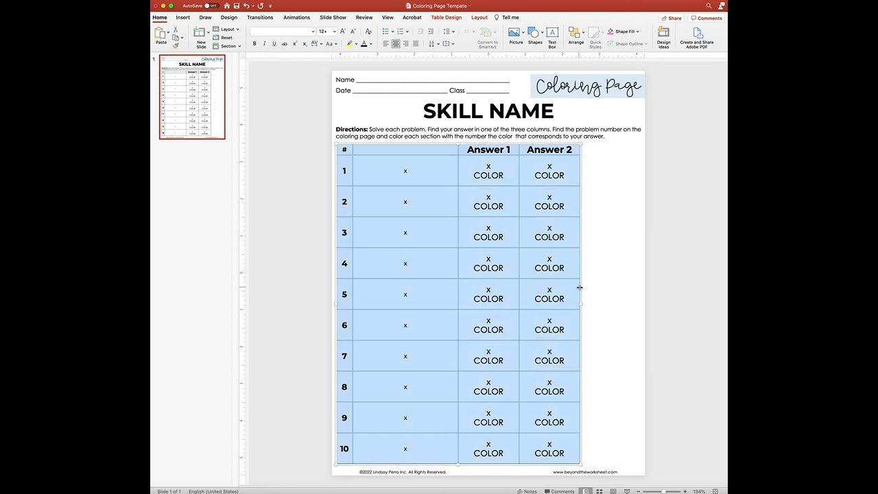 Coloring Page Template Instructions
