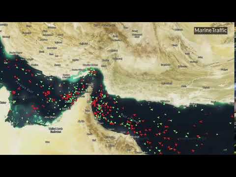 Vessel tracker showing Strait of Hormuz as Iran and US step up attacks and threaten to escalate