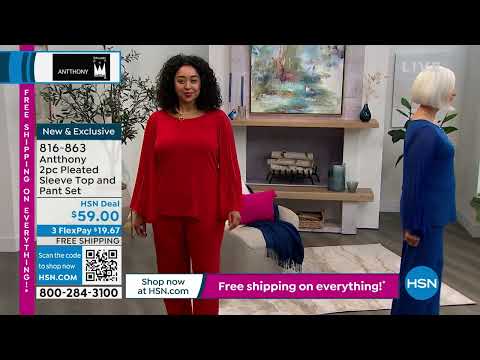 Antthony 2piece Pleated Sleeve Top and Pant Set