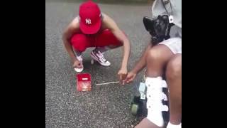 "Terry What Is You Doin ???" MAN IN WHEELCHAIR EXPLODED BY FIREWORKS !!!