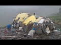 Poor But Happy Family Living In Beautiful House Organic Food Cooking Rainy Day Village Life
