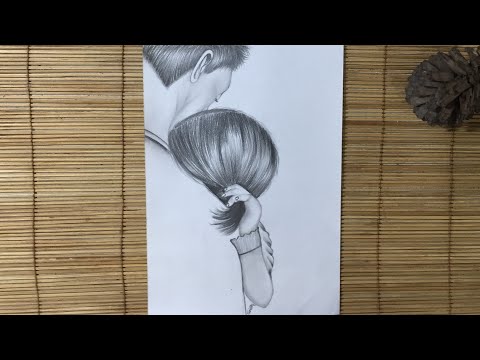 Father's Day drawing // How to draw a daughter hugging...