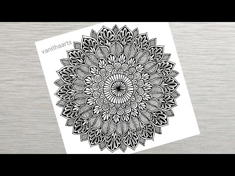 How to draw a Mandala Art for Beginners Step by Step Tutorial Easy Mandala Drawing vanithaarts