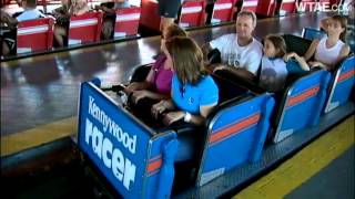 Michelle Wright rides Kennywood's Racer roller coaster