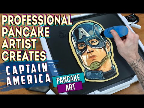 Professional Pancake Artist Creates - Captain America Pancake Art