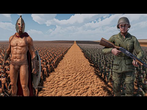 1 MILLION SPARTANS vs 100.000 AMERICAN SHOTGUN SOLDIERS - Ultimate Epic Battle Simulator 2 UEBS 2