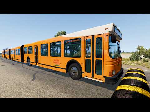 Long Bus, School Bus And City Bus Vs Massive Speed Bumps #5 - BeamNG Drive