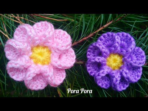 How To Crochet A Flower I Crochet 8 Petals Flower I Crochet 3D Flower