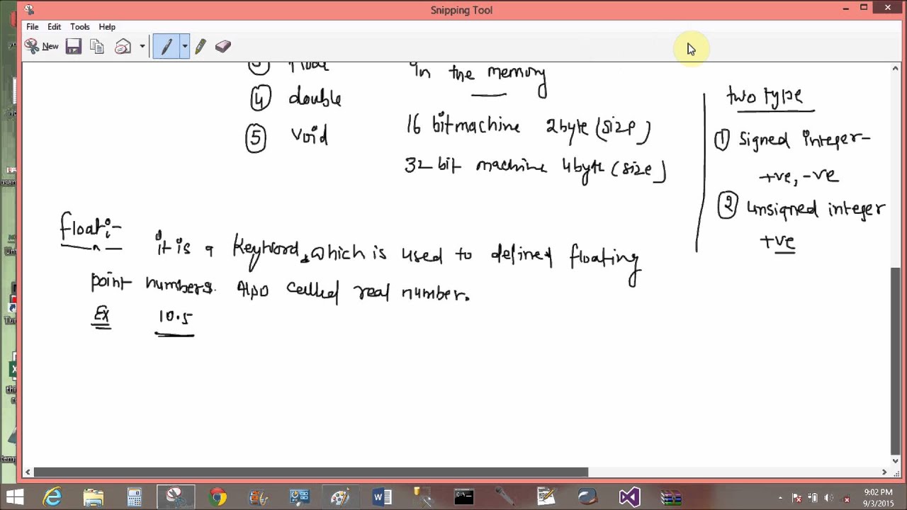 Basic or simple or primitive data types in C