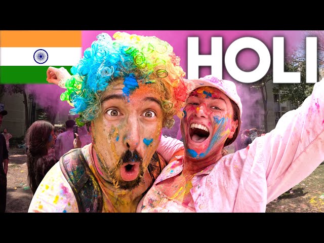 Travel vlog - BRITISH COUPLE Celebrate HOLI with Locals in Delhi, India (2025) 🇮🇳🎨