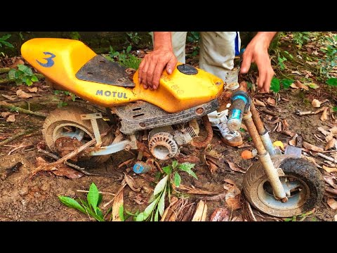 KAWASAKI Ninja 400 Minibike - Restoration Abandoned Rusty Minibike KAWASAKI Ninja