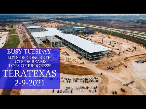 Tesla Giga Texas Construction TeraTexas - Busy Tuesday - Unbelievable Progress 4680 Cybertruck