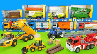 Bagger Spielzeug von Bruder in Aktion Auspacken und spielen von Fahrzeugen für Kinder