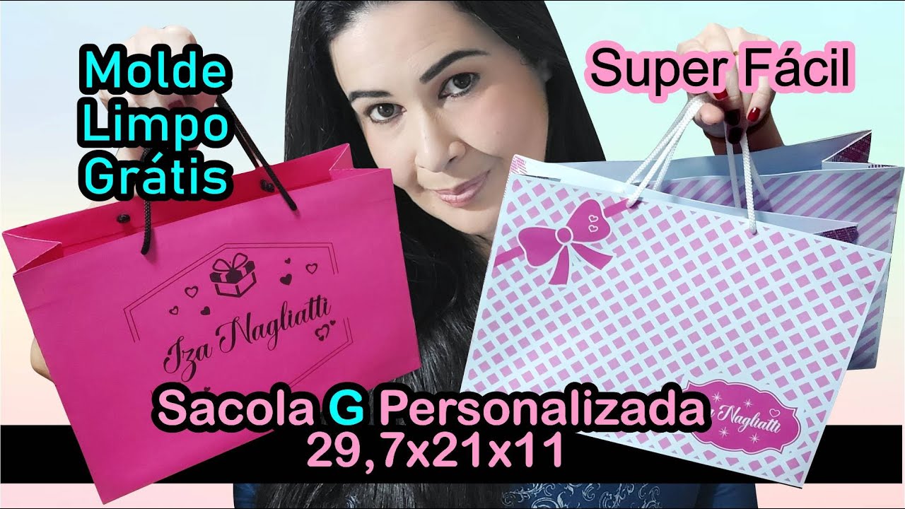 Como fazer sacola personalizada horizontal com sua marca / logo | molde grátis #70